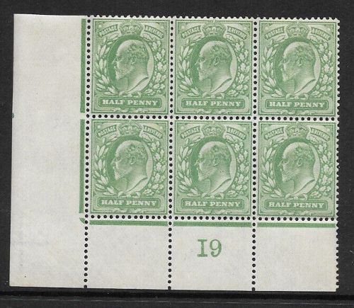 1907 M2(2) ½d Yellow Green Control I9 De La Rue perf V2 UNMOUNTED MINT