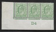 1907 M2(2) ½d Yellow Green Control D4 De La Rue perf H1 MOUNTED MINT