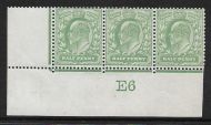 1907 M2(2) ½d Yellow Green Control E6 De La Rue perf V2A UNMOUNTED MINT