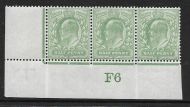 1907 M2(2) ½d Yellow Green Control F6 De La Rue perf V2A UNMOUNTED MINT