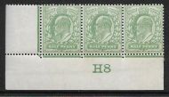 1907 M2(2) ½d Yellow Green Control H8 De La Rue perf V2A MOUNTED MINT