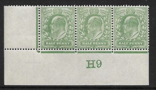 1907 M2(2) ½d Yellow Green Control H9 De La Rue perf V2A UNMOUNTED MINT