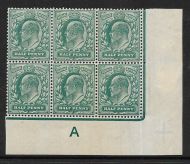Sg 216 M1(2) ½d Blue-Green Control A imperf De La Rue perf H1 MOUNTED MINT