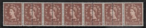 sg 573 Variety 2d multi crown with extra perfs affecting 5 stamps UNMOUNTED MINT