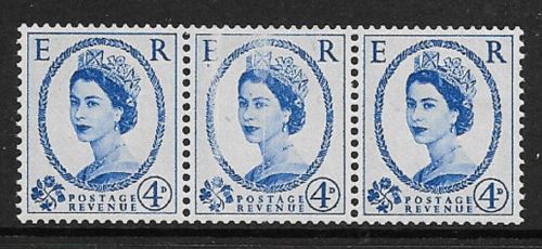 4d Wilding Edward Crown with dry print Dr blade flaw - MM to RH stamp