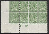 N14(1) ½d Green Control H16 block of 8 perf 2A UNMOUNTED MINT