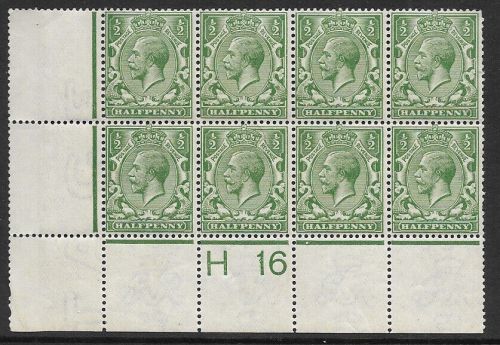 N14(1) ½d Green Control H16 block of 8 perf 2A UNMOUNTED MINT