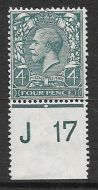 N23(3) 4d Deep Grey Green Royal Cypher control J17 perf MOUNTED MINT in margin