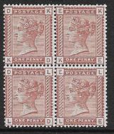 Sg 166 1d Venetian 1880-1881 Issue in block of 4 UNMOUNTED MINT MNH
