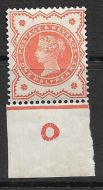 ½d Vermilion Jubilee control O worn imperf single MOUNTED MINT MM