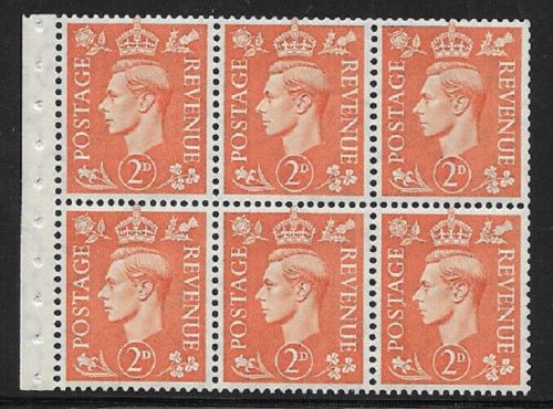 QB30 2d Pale Orange Booklet pane perf Ie top UNMOUNTED MNT MNH