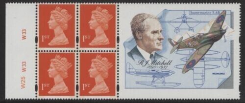 1995 HB9 R J Mitchell Spitfire 4 x 1st Class Booklet Pane