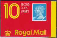 JC3 10 x 2nd class (15p) stamps Barcode booklet - Cylinder W1W1