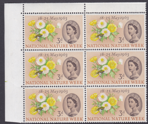 1963 sg637a Nature Week Caterpillar Flaw R3 2 Unmounted Mint