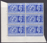 Sg 495 1948 Olympic Games Cylinder 3 No Dot perf type 5(E I) UNMOUNTED MINT