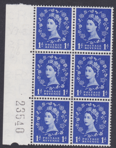 S15a 1d Wilding Graphite variety - flaw on thistle head block 6 UNMOUNTED MINT