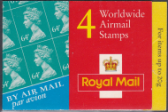 GS1 4 x Worldwide Airmail Stamps(64p) class stamps barcode booklet - Cylinder W1