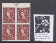 Sg 543b 2d Edward Wilding w  var  shamrock diadem blck of 4  UNMOUNTED MINT MNH