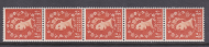 sg540 ½d Wilding Edward Crown strip of five stamps spot on D UNMOUNTED MINT MNH