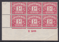 D11 1d Block Cypher Postage due Control I28 Imperf Very Lightly Mounted Mint