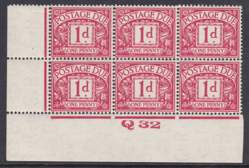 D11 1d Block Cypher Postage due Control Q32 Imperf Mounted Mint