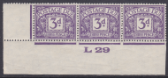 D14 3d Block Cypher Postage due Control L29 strip of 3 Imperf Unmounted Mint