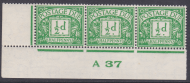 D19 ½d Edward VIII Postage due Control strip of 3 A 37  UNMOUNTED MINT