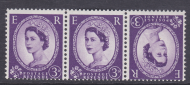 Sg 575 3d Wilding Multi Crown Tete Beche strip of 3 UNMOUNTED MINT MNH
