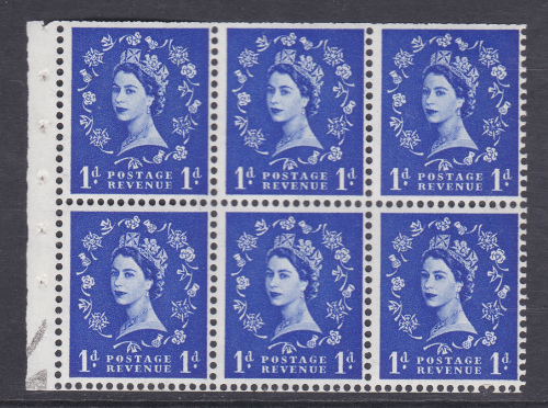 SB26ae 1d Wilding booklet pane Rose flaw UNMOUNTED MNT MNH