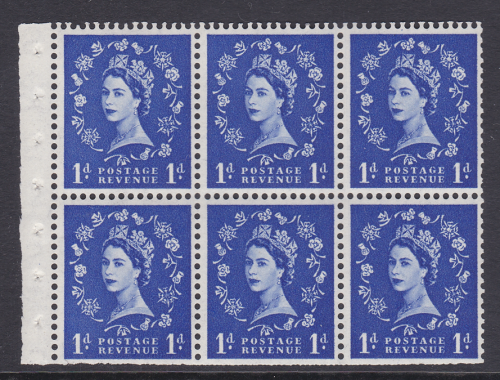 SB26d 1d Edward Wilding booklet pane perf Hair flaw R1 1 UNMOUNTED MNT