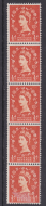S4v ½d Wilding Multi Crowns on Cream offset coil strip of 5 MOUNTED MINT MNH(1)