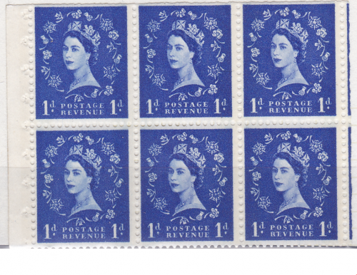 SB42 1d Wilding pane Blue white paper Photo 1x6mm + 4mm spill UNMOUNTED MNT MNH
