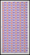 Sg642 1963 3d Red Cross Centenary Full sheet 3A2B Dot unmounted mint