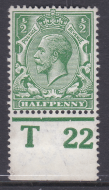 N14(17) ½d Cobalt Green Control T 22 perf single MOUNTED MINT