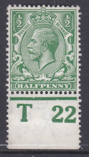 N14(17) ½d Cobalt Green Control T 22 perf single MOUNTED MINT