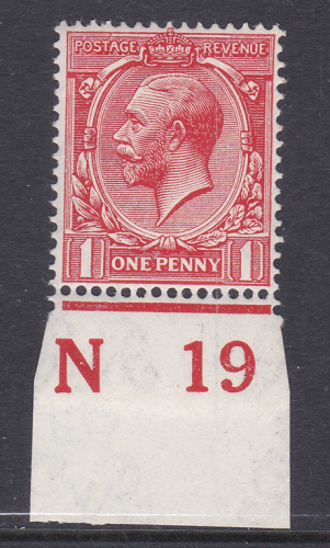 N16(2) 1d Bright Red Carmine Royal Cypher Control N19 IMPERF  UNMOUNTED MINT