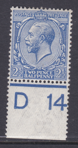 N21(3) 2½d French Blue Royal Cypher Control D14 Perf MOUNTED MINT