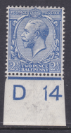 N21(3) 2½d French Blue Royal Cypher Control D14 Imperf MOUNTED MINT