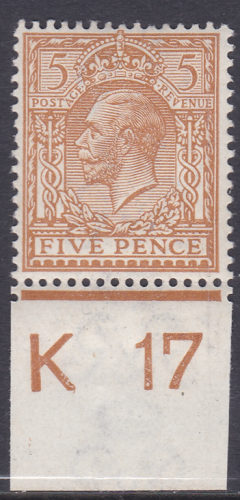 N25(-) 5d Pale Yellow Brown Royal Cypher Control K17 Imperf UNMOUNTED MINT MNH