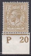 N32(-) 1 - Pale Olive Brown Royal Cypher control P20 Imperf MOUNTED MINT