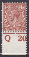 N16(-) 1½d Deep Bright Yellow Brown Q20 perf royal cypher control MOUNTED MINT