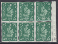 QB2ba perf type I  ½d Green Booklet pane UNMOUNTED MINT MNH