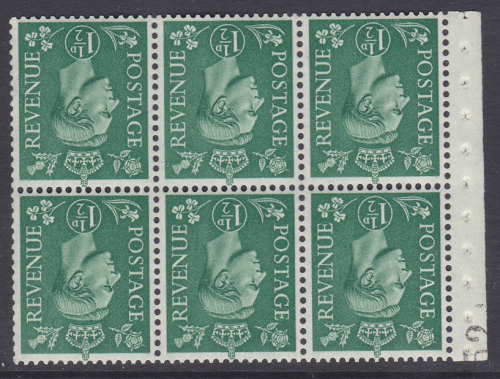 QB2ba perf type I  ½d Green Booklet pane UNMOUNTED MINT MNH