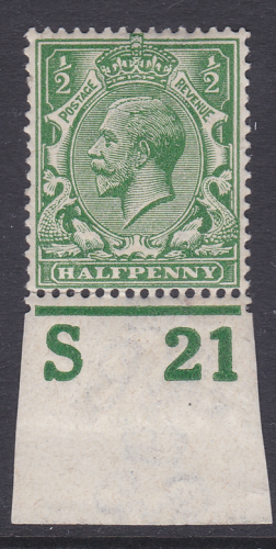 ½d Royal Cypher Control S21 Imperf MOUNTED MINT
