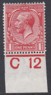 1d Royal Cypher Control C12 imperf MOUNTED MINT