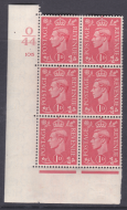 1937 1d Red O44 105 No Dot perf 5(E I) block 6 UNMOUNTED MINT MNH