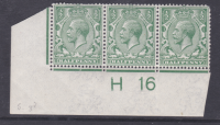 N14(-) ½d Pale Green Control H16 imperf strip of 3 MOUNTED MINT