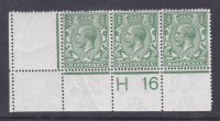 N14(-) ½d Green Control H16 perf strip of 3 MOUNTED MINT