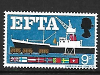 Sg 715b 1967 EFTA 9d - Flaw - lilac omitted - UNMOUNTED MINT