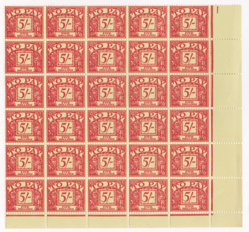 Sg D66wi s ways 5 - Postage due Right lower corner block of 30 UNMOUNTED MINT